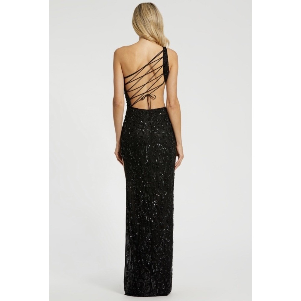 NWT Mac Duggal 6084‎ Strappy Back One-Shoulder Dress Size 8 - Picture 7 of 7